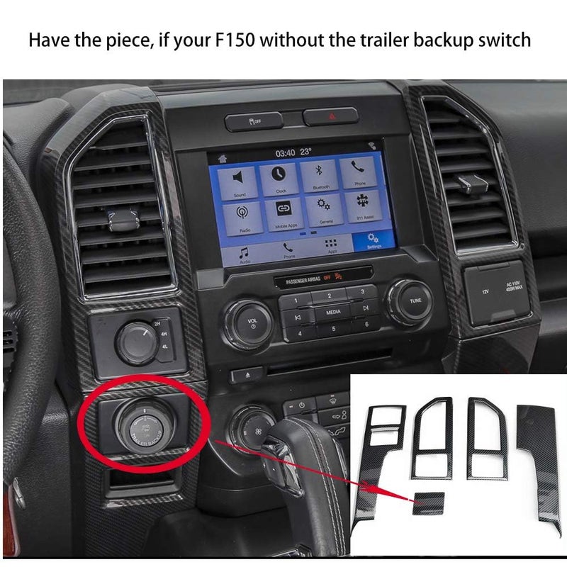Keptrim for F150 ABS Carbon Fiber Central Console Air Conditioner Panel Trim for 2015 2016 2017 2018 2019 2020 Ford F150, 5pcs - Image 5
